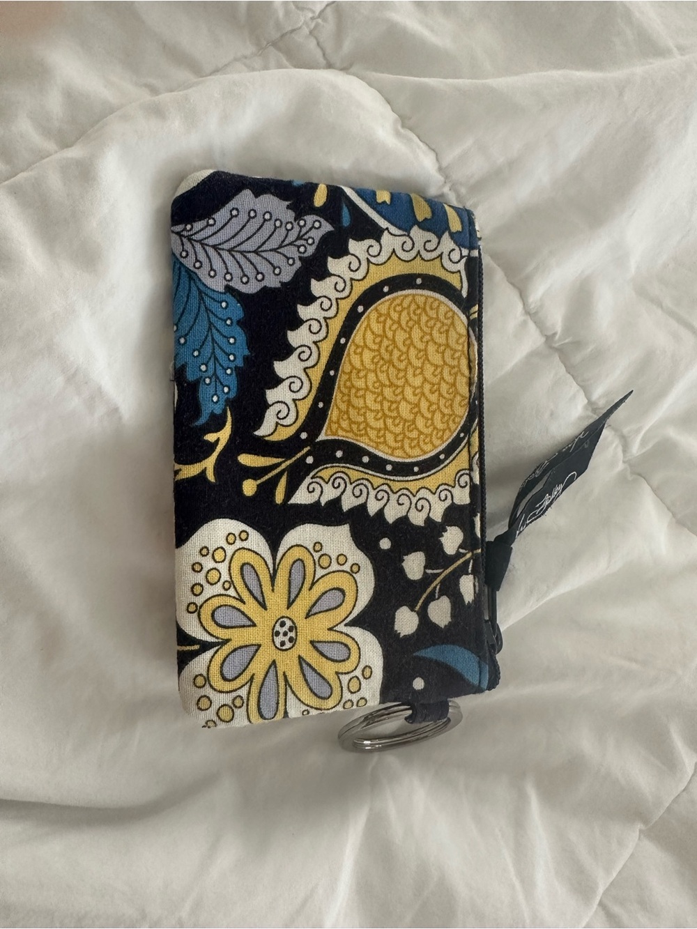 Floral Paisley Zip Wallet in Black, Yellow & Blue